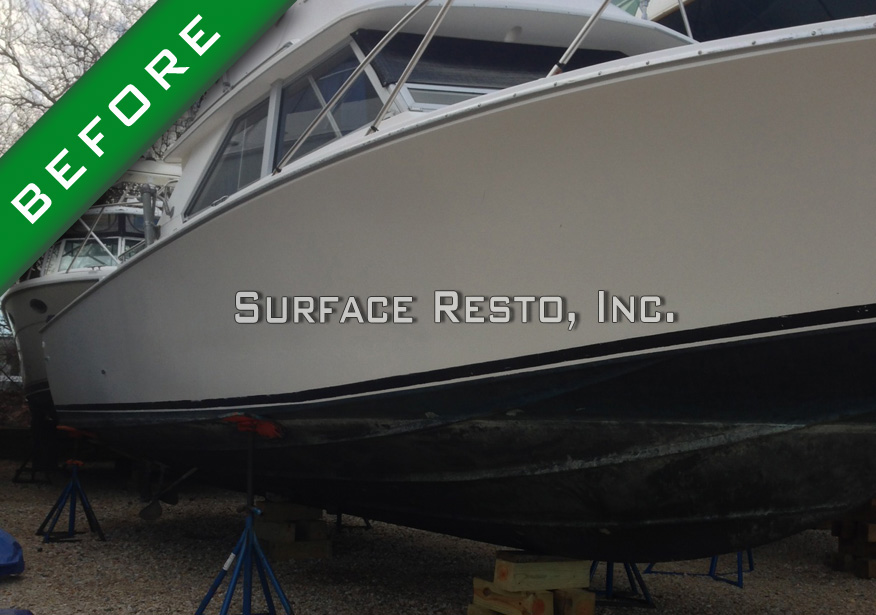 Connecticut sport-fishing boat with black bottom paint before removal