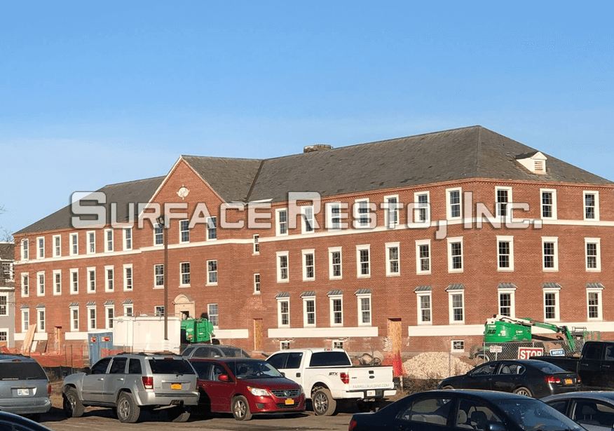 Same building after sandblasting, brick restored