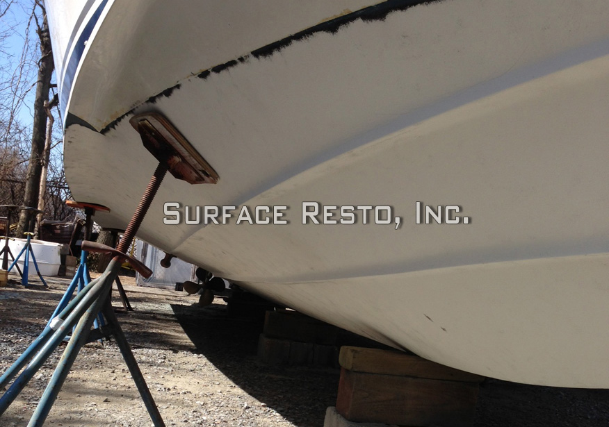 Rhode Island hull and running gear after bottom paint removal