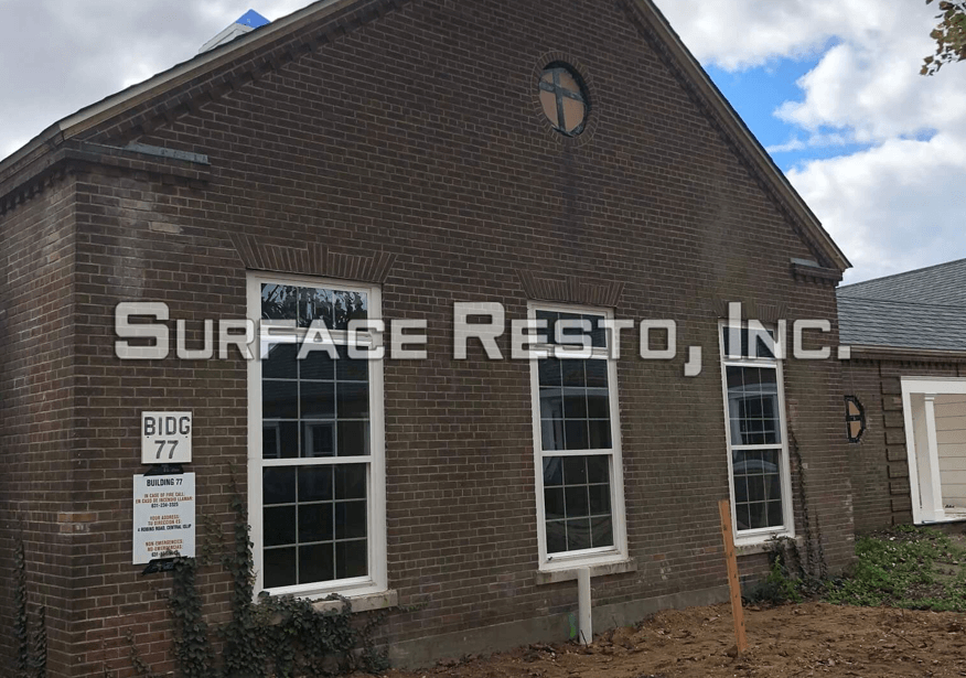 Brick building before sandblasting