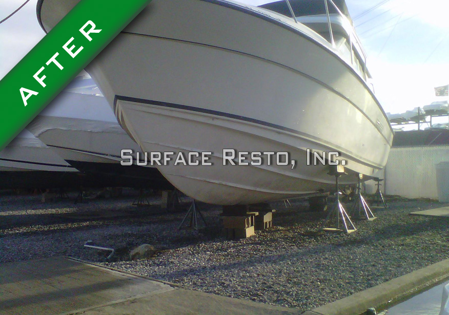 New York boat hull after bottom paint removal